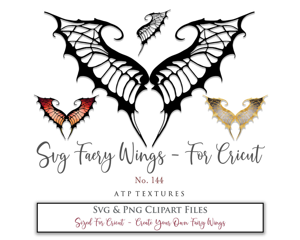 SVG & PNG Fairy/Angel Wing files for Cricut, Silhouette Cameo and other Cutting Machines. Create wearable fairy wings, all sizes. Perfect for Halloween Costumes, Fantasy, Cosplay, Photography. Prints, Wedding, Engagement, Baby Shower invitations, Sublimation Printing, Clip Art and more. Cut and assemble. ATP Textures. 