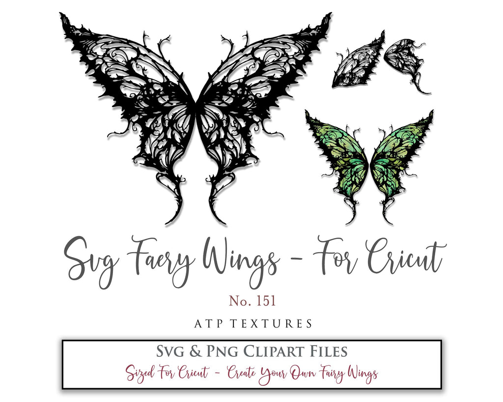 SVG & PNG Fairy/Angel Wing files for Cricut, Silhouette Cameo and other Cutting Machines. Create wearable fairy wings, all sizes. Perfect for Halloween Costumes, Fantasy, Cosplay, Photography. Prints, Wedding, Engagement, Baby Shower invitations, Sublimation Printing, Clip Art and more. Cut and assemble. ATP Textures.