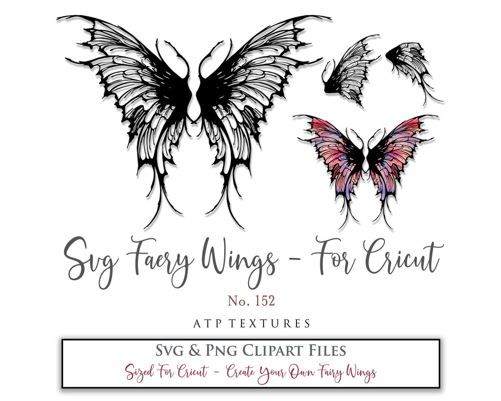 SVG & PNG Fairy/Angel Wing files for Cricut, Silhouette Cameo and other Cutting Machines. Create wearable fairy wings, all sizes. Perfect for Halloween Costumes, Fantasy, Cosplay, Photography. Prints, Wedding, Engagement, Baby Shower invitations, Sublimation Printing, Clip Art and more. Cut and assemble. ATP Textures.