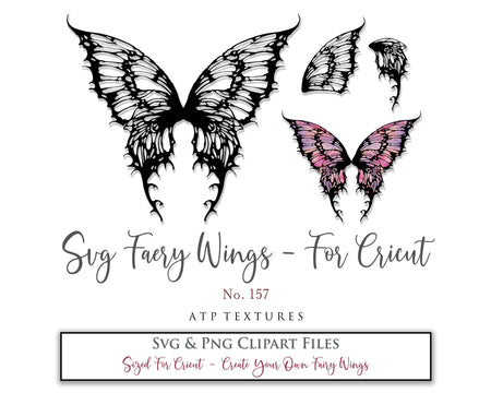 SVG & PNG Fairy/Angel Wing files for Cricut, Silhouette Cameo and other Cutting Machines. Create wearable fairy wings, all sizes. Perfect for Halloween Costumes, Fantasy, Cosplay, Photography. Prints, Wedding, Engagement, Baby Shower invitations, Sublimation Printing, Clip Art and more. Cut and assemble. ATP Textures.