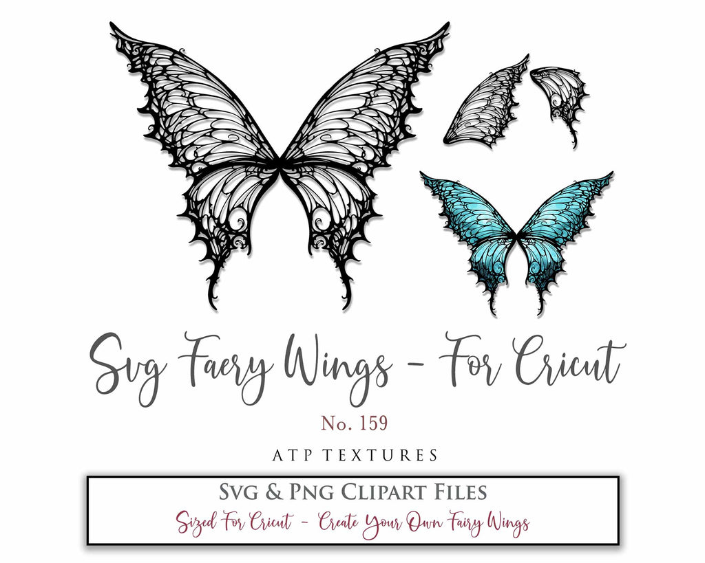 SVG & PNG Fairy/Angel Wing files for Cricut, Silhouette Cameo and other Cutting Machines. Create wearable fairy wings, all sizes. Perfect for Halloween Costumes, Fantasy, Cosplay, Photography. Prints, Wedding, Engagement, Baby Shower invitations, Sublimation Printing, Clip Art and more. Cut and assemble. ATP Textures.