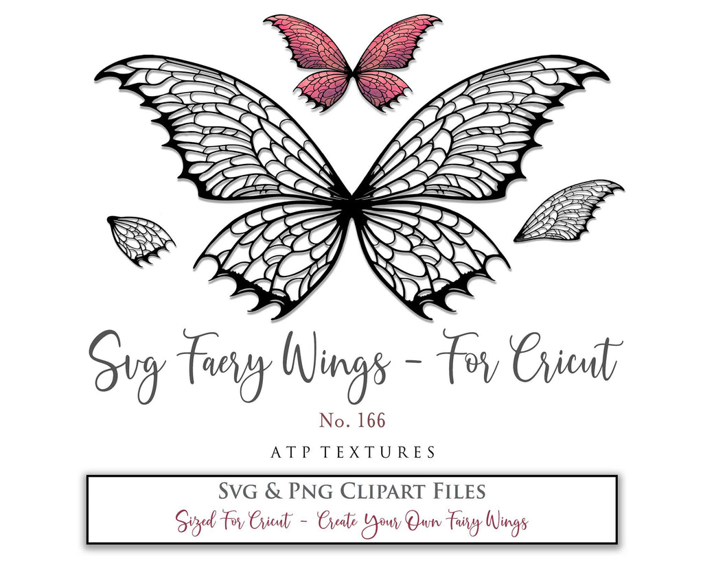 SVG & PNG Fairy/Angel Wing files for Cricut, Silhouette Cameo and other Cutting Machines. Create wearable fairy wings, all sizes. Perfect for Halloween Costumes, Fantasy, Cosplay, Photography. Prints, Wedding, Engagement, Baby Shower invitations, Sublimation Printing, Clip Art and more. Cut and assemble. ATP Textures.