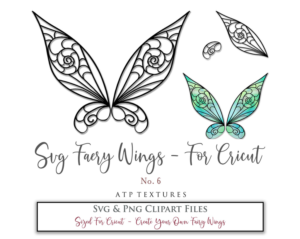 SVG & PNG Fairy/Angel Wing files for Cricut, Silhouette Cameo and other Cutting Machines. Create wearable fairy wings, all sizes. Perfect for Halloween Costumes, Fantasy, Cosplay, Photography. Prints, Wedding, Engagement, Baby Shower invitations, Sublimation Printing, Clip Art and more. Cut and assemble. ATP Textures.