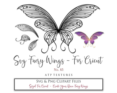 SVG & PNG Fairy/Angel Wing files for Cricut, Silhouette Cameo and other Cutting Machines. Create wearable fairy wings, all sizes. Perfect for Halloween Costumes, Fantasy, Cosplay, Photography. Prints, Wedding, Engagement, Baby Shower invitations, Sublimation Printing, Clip Art and more. Cut and assemble. ATP Textures.