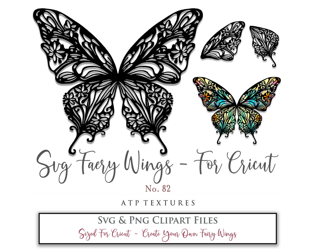 SVG & PNG Fairy/Angel Wing files for Cricut, Silhouette Cameo and other Cutting Machines. Create wearable fairy wings, all sizes. Perfect for Halloween Costumes, Fantasy, Cosplay, Photography. Prints, Wedding, Engagement, Baby Shower invitations, Sublimation Printing, Clip Art and more. Cut and assemble. ATP Textures.