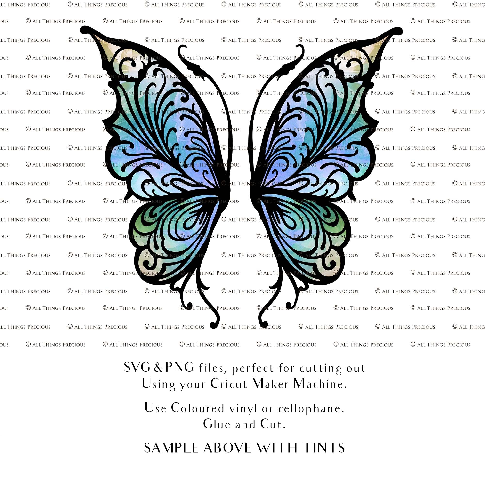 SVG, PNG Clipart, Fairy Wings, for Cricut and Silhouette Machine. Cut out and make your own real fairy wings. For Costumes, Halloween, Cosplay Wings, Adult Wings, Child size wings. Use them for Wedding invitations, sublimation print  or decorations.
