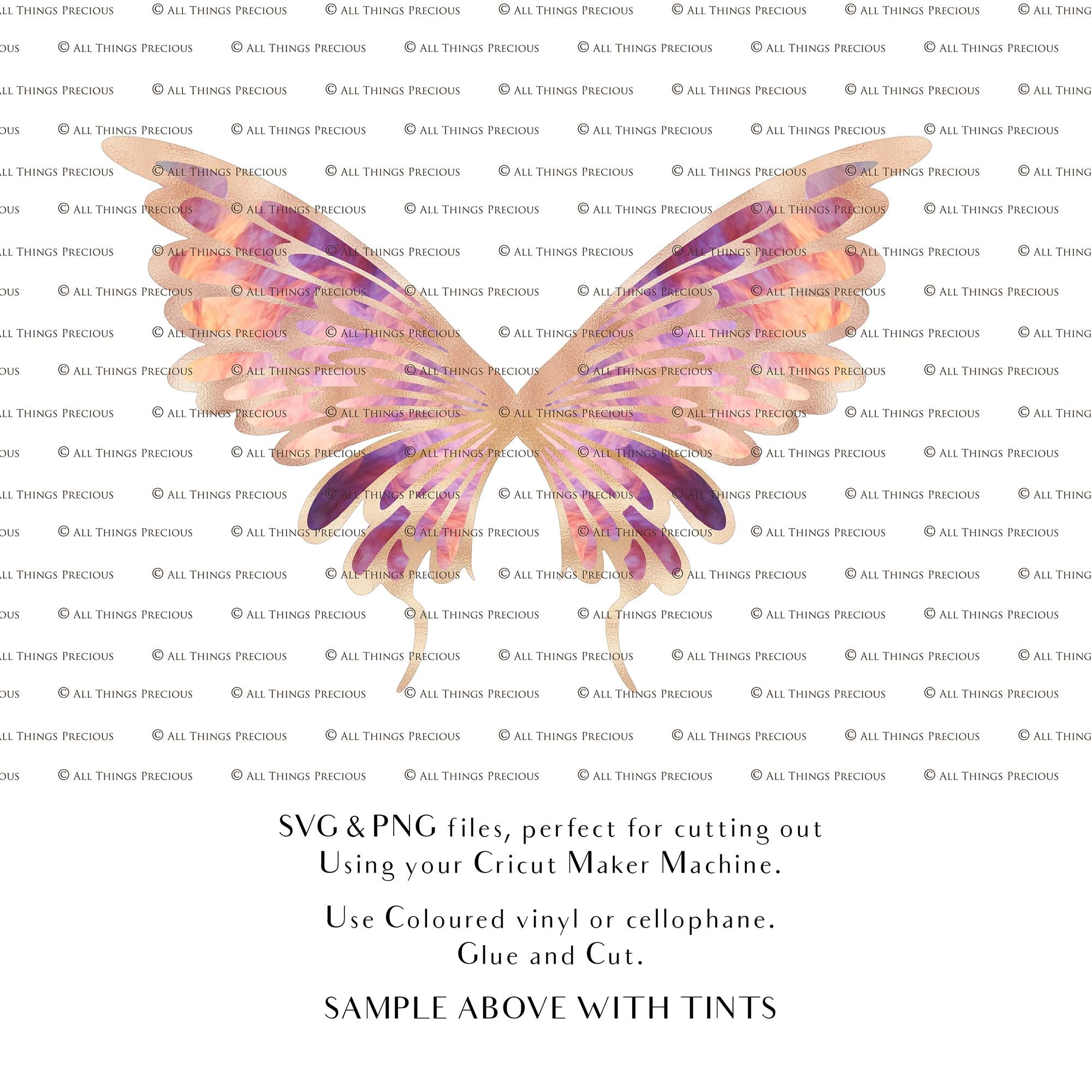 SVG, PNG Clipart, Fairy Wings, for Cricut and Silhouette Machine. Cut out and make your own real fairy wings. For Costumes, Halloween, Cosplay Wings, Adult Wings, Child size wings. Use them for Wedding invitations, sublimation print  or decorations.