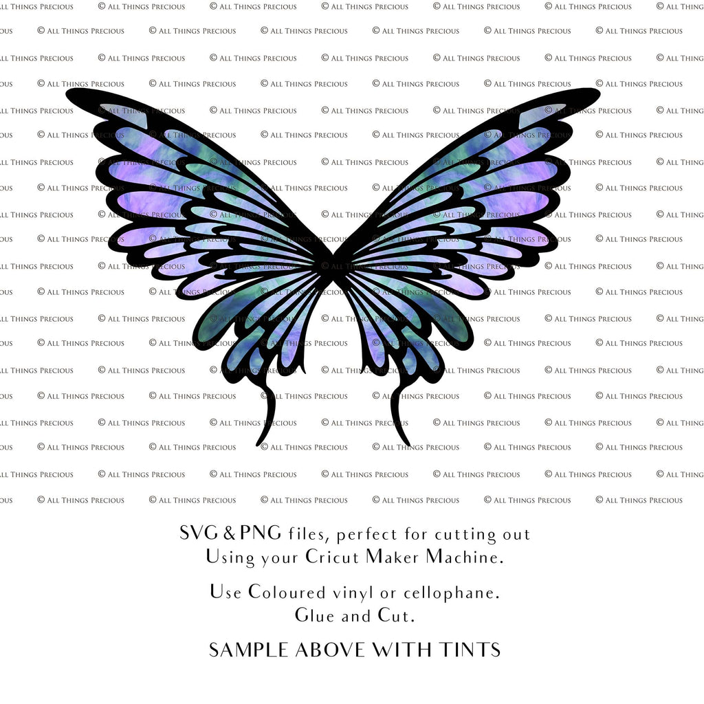 SVG, PNG Clipart, Fairy Wings, for Cricut and Silhouette Machine. Cut out and make your own real fairy wings. For Costumes, Halloween, Cosplay Wings, Adult Wings, Child size wings. Use them for Wedding invitations, sublimation print  or decorations.