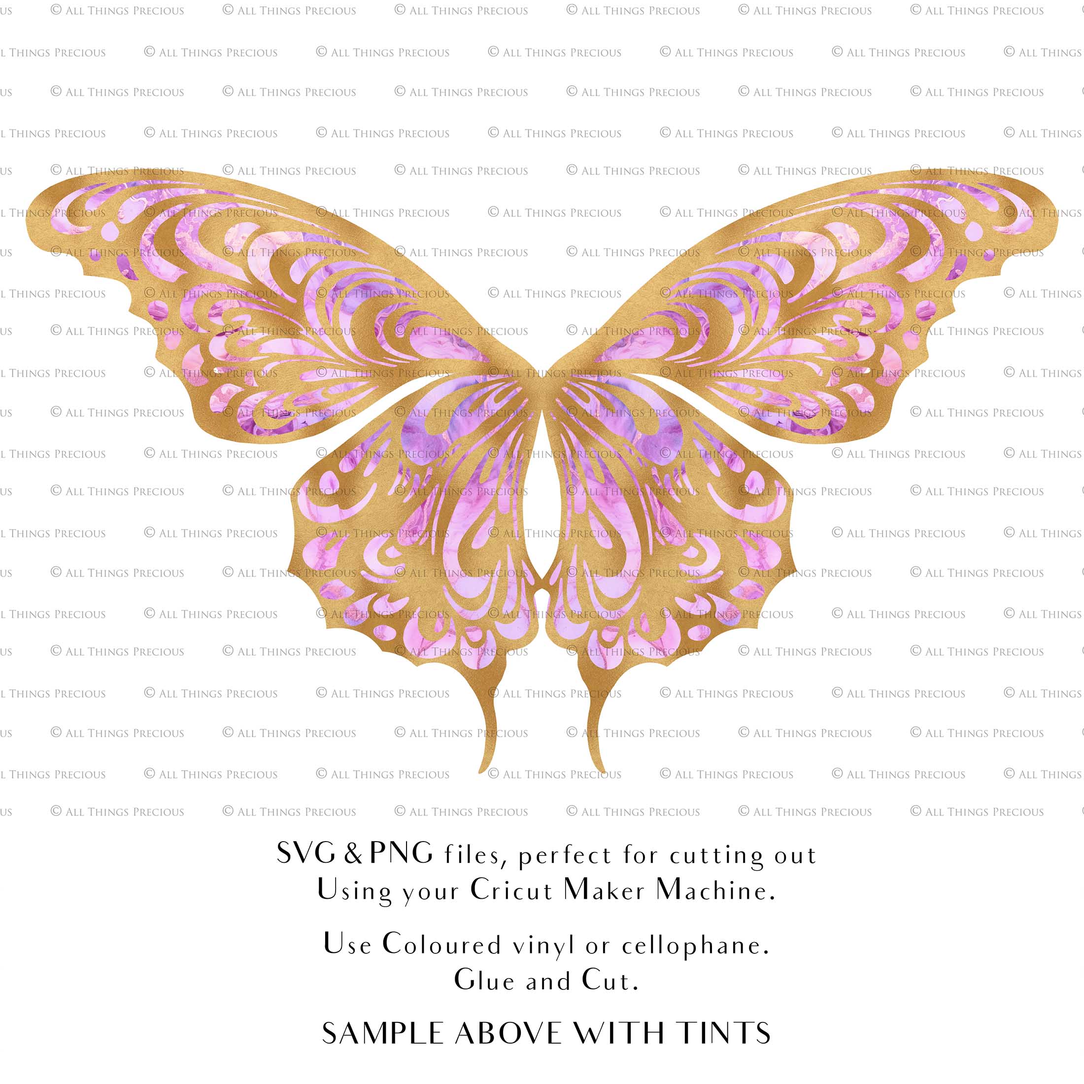 SVG & PNG Fairy Wing files for Cricut or Silhouette Cameo Cutting Machine. To create wearable fairy wings, in adult or children sizes.  Use this clipart design for Halloween Costumes, Fantasy or Cosplay or photography. Or use as ephemera in weddings, engagements or baby shower invitations. These are Individual wing parts, for you to cut and assemble. This is a digital product. 