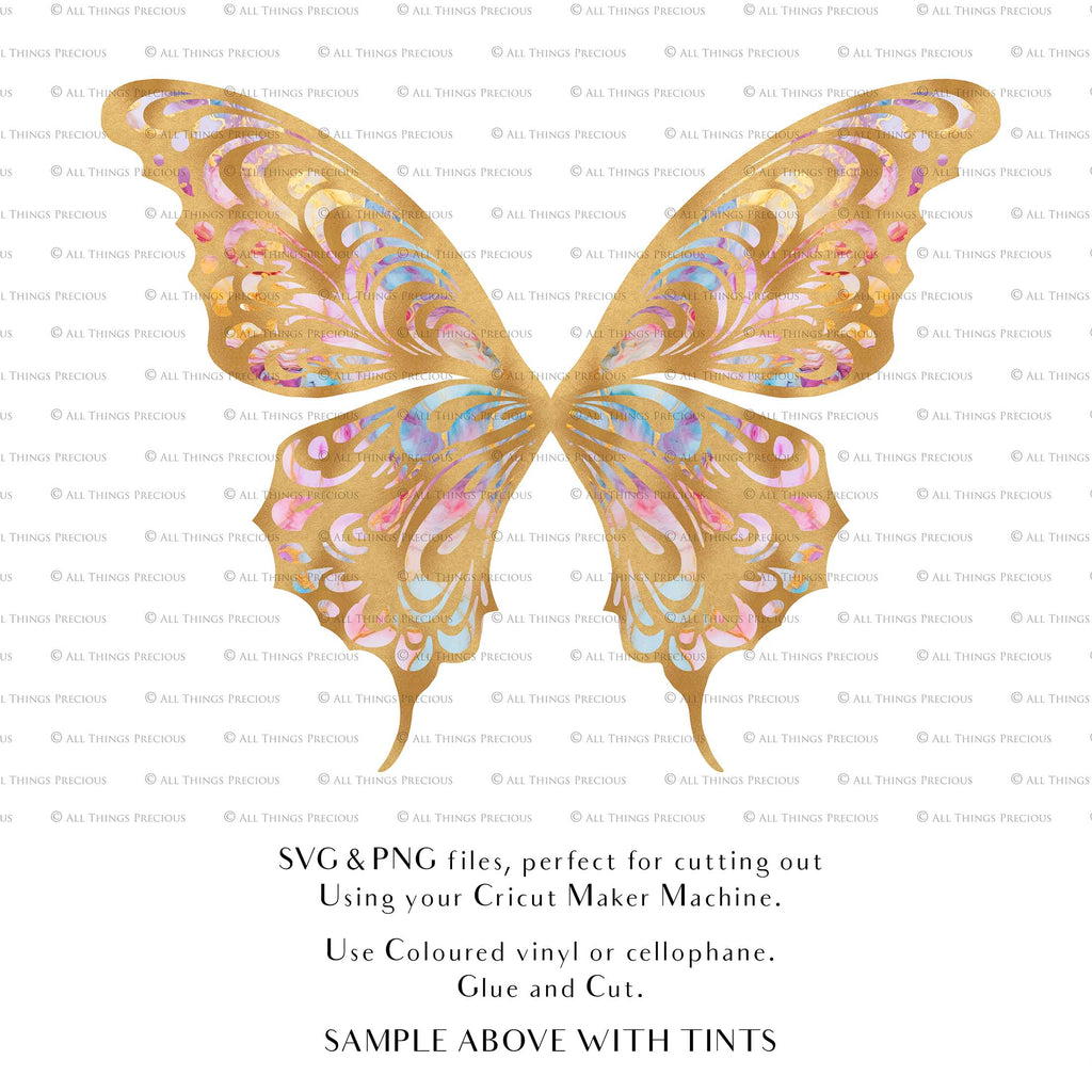 SVG & PNG Fairy Wing files for Cricut or Silhouette Cameo Cutting Machine. To create wearable fairy wings, in adult or children sizes.  Use this clipart design for Halloween Costumes, Fantasy or Cosplay or photography. Or use as ephemera in weddings, engagements or baby shower invitations. These are Individual wing parts, for you to cut and assemble. This is a digital product. 