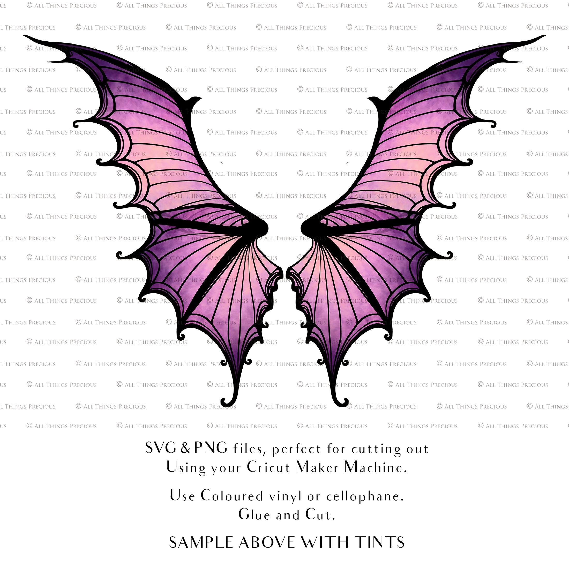 SVG & PNG Fairy Wing files for Cricut or Silhouette Cameo Cutting Machine. To create wearable fairy wings, in adult or children sizes.  Use this clipart design for Halloween Costumes, Fantasy or Cosplay or photography. Or use as ephemera in weddings, engagements or baby shower invitations. These are Individual wing parts, for you to cut and assemble. This is a digital product. 