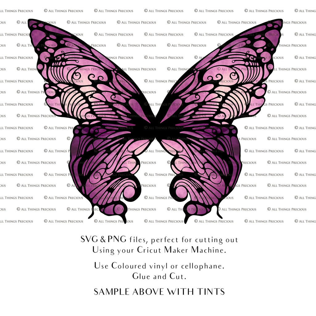 SVG, PNG Clipart, Fairy Wings, for Cricut and Silhouette Machine. Cut out and make your own real fairy wings. For Costumes, Halloween, Cosplay Wings, Adult Wings, Child size wings. Use them for Wedding invitations, sublimation print  or decorations.