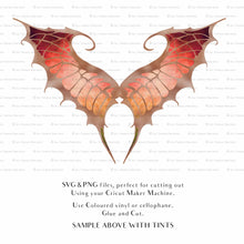 Load image into Gallery viewer, SVG &amp; PNG Fairy Wing files for Cricut or Silhouette Cameo Cutting Machine. To create wearable fairy wings, in adult or children sizes.  Use this graphic design for Halloween Costumes, Fantasy or Cosplay or photography. Use as prints in weddings, engagements or baby shower invitations. for you to cut and assemble. 
