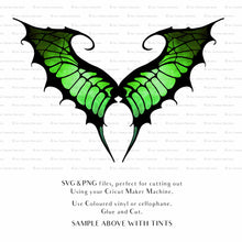 Load image into Gallery viewer, SVG &amp; PNG Fairy Wing files for Cricut or Silhouette Cameo Cutting Machine. To create wearable fairy wings, in adult or children sizes.  Use this graphic design for Halloween Costumes, Fantasy or Cosplay or photography. Use as prints in weddings, engagements or baby shower invitations. for you to cut and assemble. 
