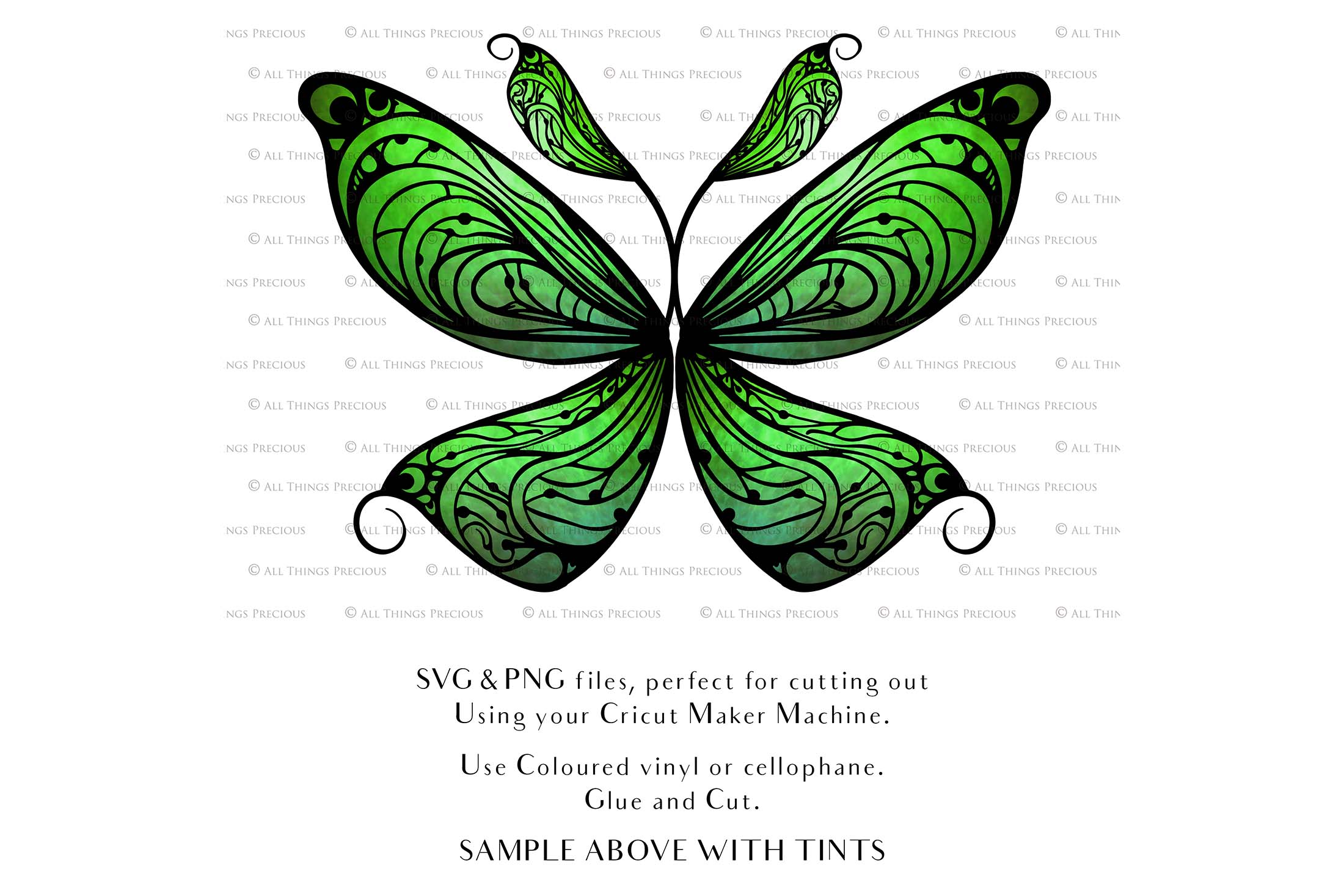 SVG & PNG Fairy Wing files for Cricut or Silhouette Cameo Cutting Machine. To create wearable fairy wings, in adult or children sizes. Use this graphic design for Halloween Costumes, Fantasy or Cosplay or photography. Use as prints in weddings, engagements or baby shower invitations. for you to cut and assemble.