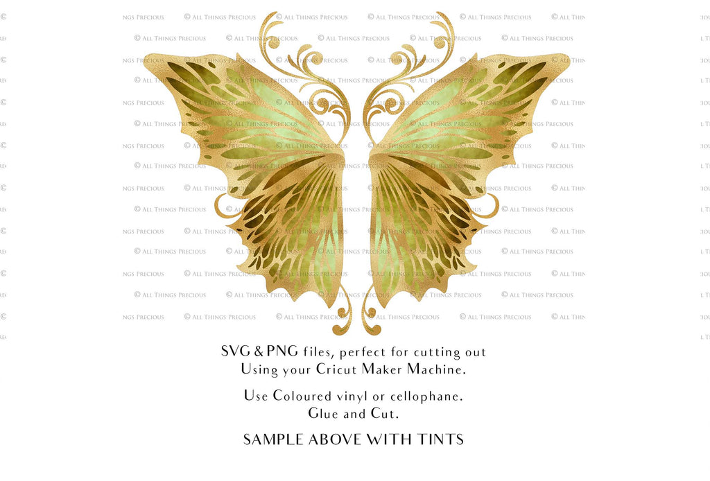 SVG & PNG Fairy Wing files for Cricut or Silhouette Cameo Cutting Machine. To create wearable fairy wings, in adult or children sizes. Use this graphic design for Halloween Costumes, Fantasy or Cosplay or photography. Use as prints in weddings, engagements or baby shower invitations. for you to cut and assemble.