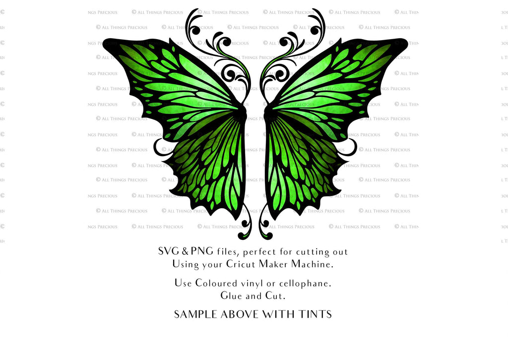 SVG & PNG Fairy Wing files for Cricut or Silhouette Cameo Cutting Machine. To create wearable fairy wings, in adult or children sizes. Use this graphic design for Halloween Costumes, Fantasy or Cosplay or photography. Use as prints in weddings, engagements or baby shower invitations. for you to cut and assemble.