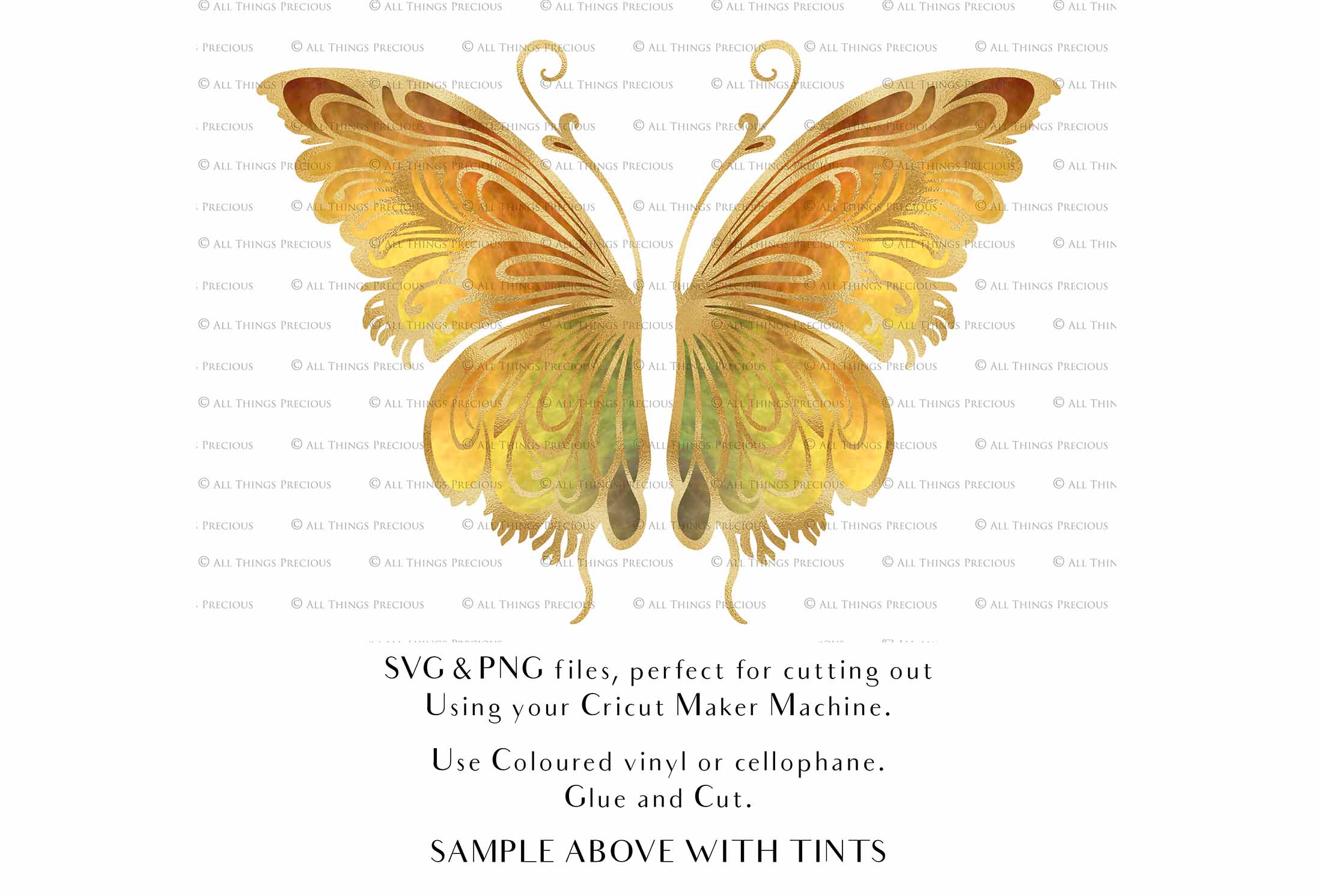 SVG & PNG Fairy Wing files for Cricut or Silhouette Cameo Cutting Machine. To create wearable fairy wings, in adult or children sizes. Use this graphic design for Halloween Costumes, Fantasy or Cosplay or photography. Use as prints in weddings, engagements or baby shower invitations. for you to cut and assemble.