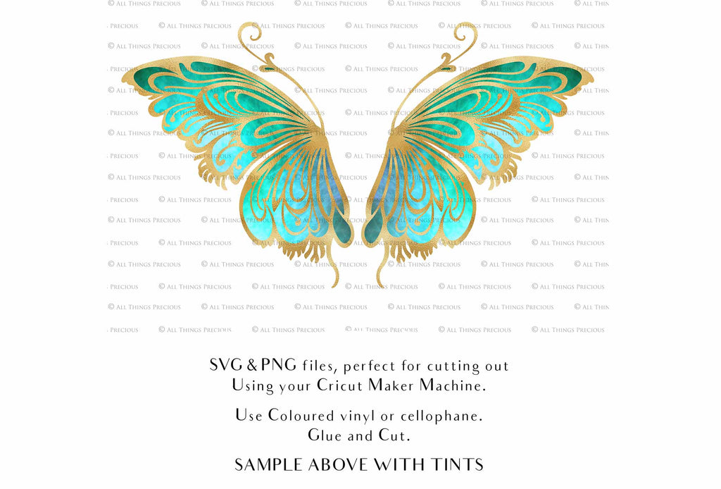 SVG & PNG Fairy Wing files for Cricut or Silhouette Cameo Cutting Machine. To create wearable fairy wings, in adult or children sizes. Use this graphic design for Halloween Costumes, Fantasy or Cosplay or photography. Use as prints in weddings, engagements or baby shower invitations. for you to cut and assemble.