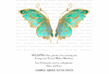 Load image into Gallery viewer, SVG &amp; PNG Fairy Wing files for Cricut or Silhouette Cameo Cutting Machine. To create wearable fairy wings, in adult or children sizes. Use this graphic design for Halloween Costumes, Fantasy or Cosplay or photography. Use as prints in weddings, engagements or baby shower invitations. for you to cut and assemble.
