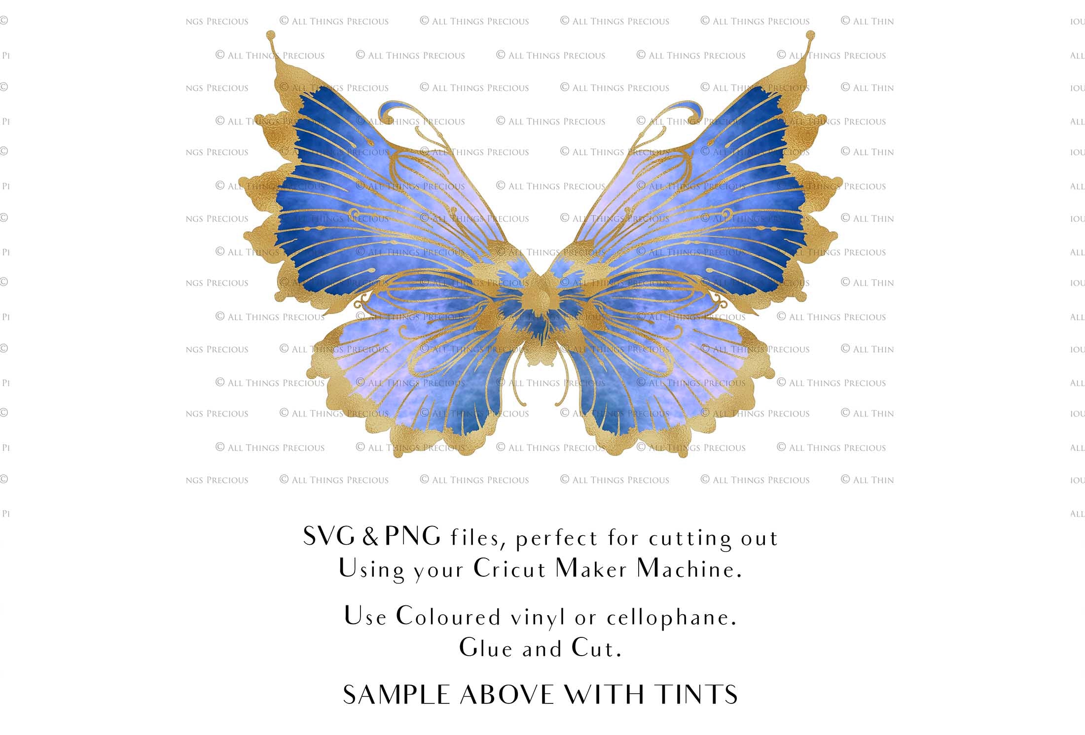 SVG & PNG Fairy Wing files for Cricut or Silhouette Cameo Cutting Machine. To create wearable fairy wings, in adult or children sizes. Use this graphic design for Halloween Costumes, Fantasy or Cosplay or photography. Use as prints in weddings, engagements or baby shower invitations. for you to cut and assemble.