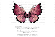 Load image into Gallery viewer, SVG &amp; PNG Fairy Wing files for Cricut or Silhouette Cameo Cutting Machine. To create wearable fairy wings, in adult or children sizes. Use this graphic design for Halloween Costumes, Fantasy or Cosplay or photography. Use as prints in weddings, engagements or baby shower invitations. for you to cut and assemble.
