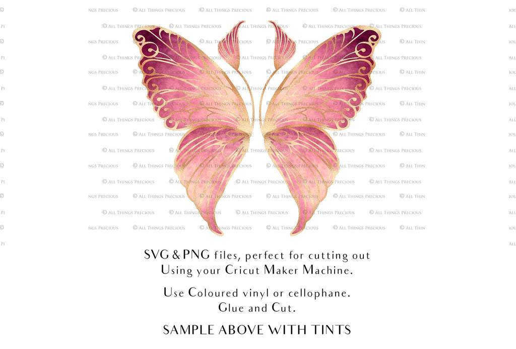 SVG & PNG Fairy Wing files for Cricut or Silhouette Cameo Cutting Machine. To create wearable fairy wings, in adult or children sizes. Use this graphic design for Halloween Costumes, Fantasy or Cosplay or photography. Use as prints in weddings, engagements or baby shower invitations. for you to cut and assemble.