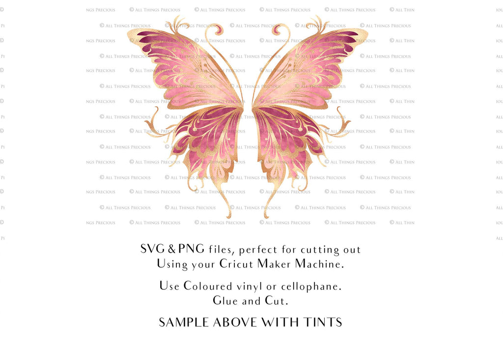 SVG & PNG Fairy Wing files for Cricut or Silhouette Cameo Cutting Machine. To create wearable fairy wings, in adult or children sizes. Use this graphic design for Halloween Costumes, Fantasy or Cosplay or photography. Use as prints in weddings, engagements or baby shower invitations. for you to cut and assemble.