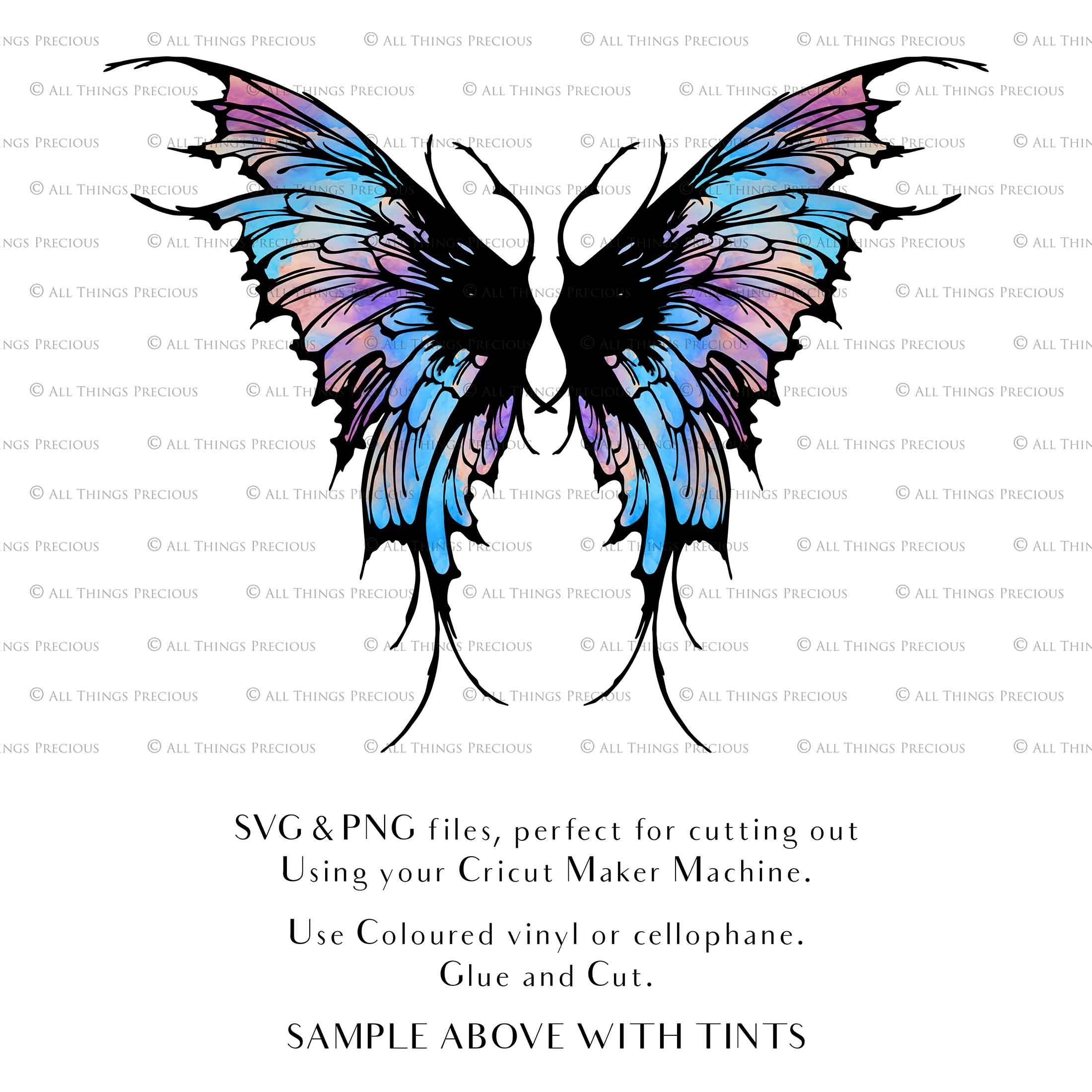 SVG & PNG Fairy/Angel Wing files for Cricut, Silhouette Cameo and other Cutting Machines. Create wearable fairy wings, all sizes. Perfect for Halloween Costumes, Fantasy, Cosplay, Photography. Prints, Wedding, Engagement, Baby Shower invitations, Sublimation Printing, Clip Art and more. Cut and assemble. ATP Textures.