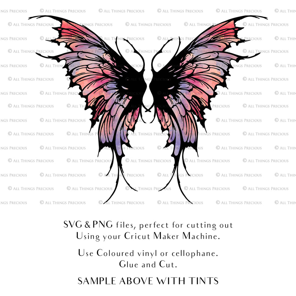 SVG & PNG Fairy/Angel Wing files for Cricut, Silhouette Cameo and other Cutting Machines. Create wearable fairy wings, all sizes. Perfect for Halloween Costumes, Fantasy, Cosplay, Photography. Prints, Wedding, Engagement, Baby Shower invitations, Sublimation Printing, Clip Art and more. Cut and assemble. ATP Textures.