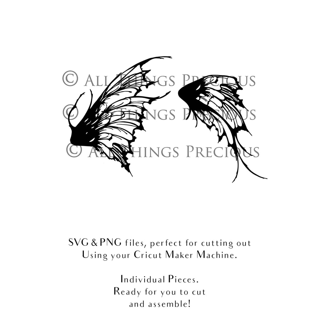 SVG & PNG Fairy/Angel Wing files for Cricut, Silhouette Cameo and other Cutting Machines. Create wearable fairy wings, all sizes. Perfect for Halloween Costumes, Fantasy, Cosplay, Photography. Prints, Wedding, Engagement, Baby Shower invitations, Sublimation Printing, Clip Art and more. Cut and assemble. ATP Textures.