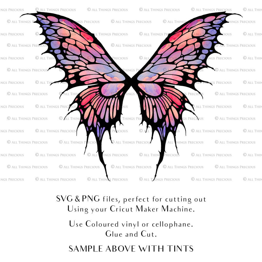 SVG, PNG Clipart, Fairy Wings, for Cricut and Silhouette Machine. Cut out and make your own real fairy wings. For Costumes, Halloween, Cosplay Wings, Adult Wings, Child size wings. Use them for Wedding invitations, sublimation print  or decorations.