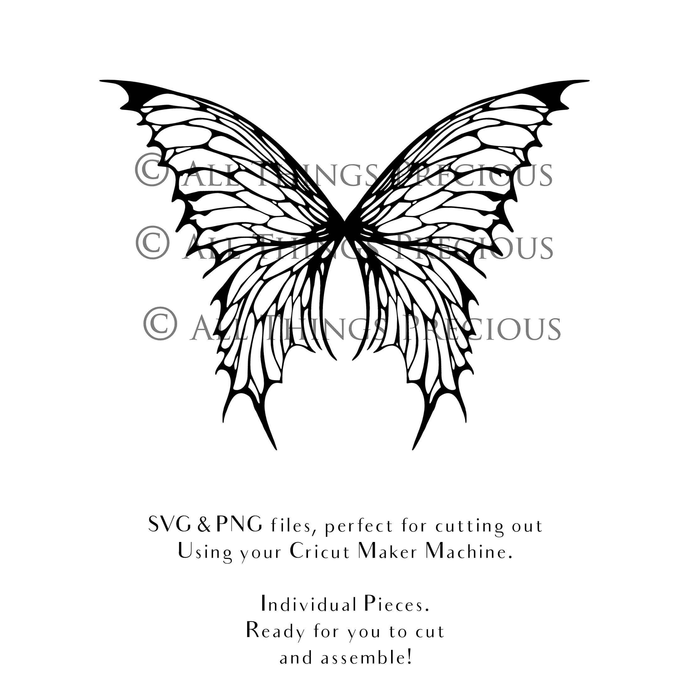 SVG, PNG Clipart, Fairy Wings, for Cricut and Silhouette Machine. Cut out and make your own real fairy wings. For Costumes, Halloween, Cosplay Wings, Adult Wings, Child size wings. Use them for Wedding invitations, sublimation print  or decorations.