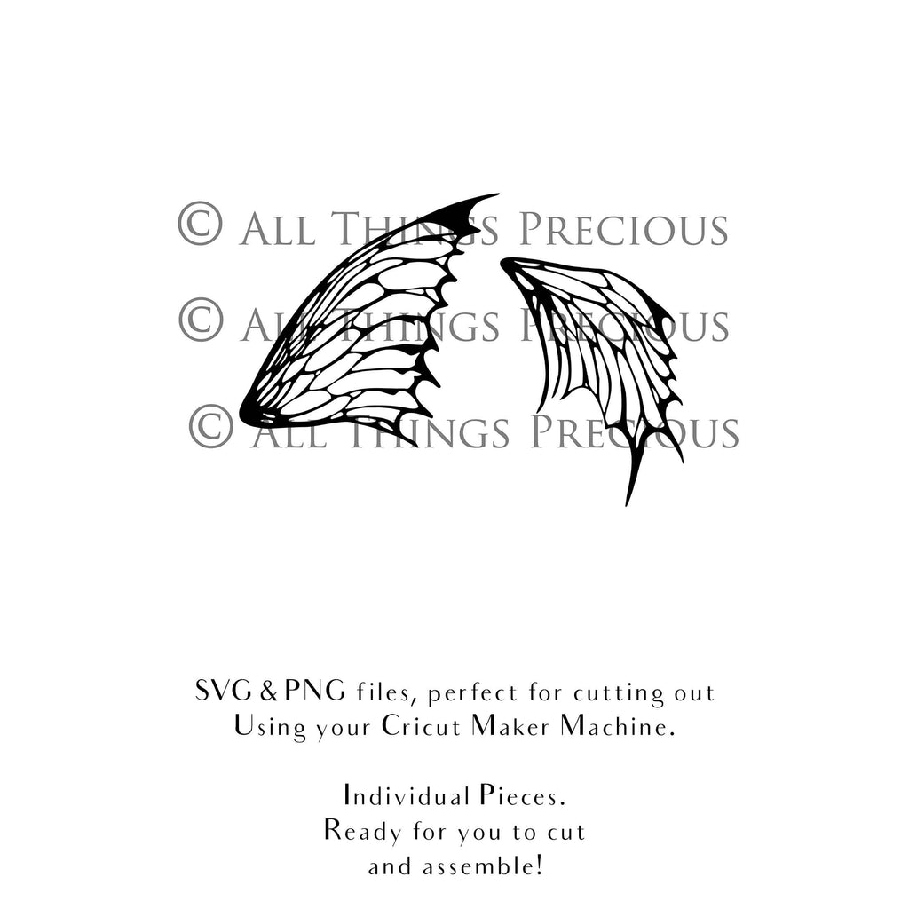 SVG & PNG Fairy/Angel Wing files for Cricut, Silhouette Cameo and other Cutting Machines. Create wearable fairy wings, all sizes. Perfect for Halloween Costumes, Fantasy, Cosplay, Photography. Prints, Wedding, Engagement, Baby Shower invitations, Sublimation Printing, Clip Art and more. Cut and assemble. ATP Textures.