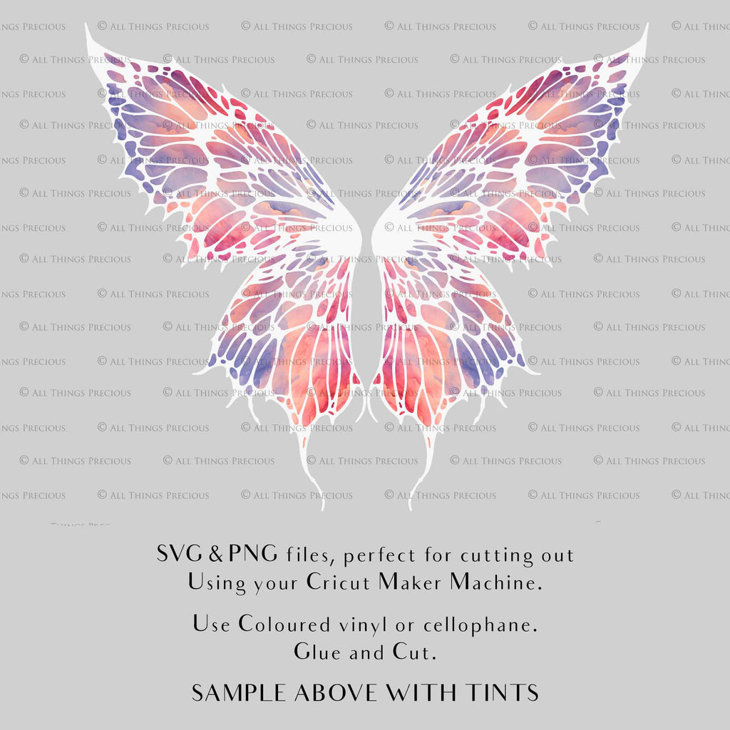 SVG, PNG Clipart, Fairy Wings, for Cricut and Silhouette Machine. Cut out and make your own real fairy wings. For Costumes, Halloween, Cosplay Wings, Adult Wings, Child size wings. Use them for Wedding invitations, sublimation print  or decorations.