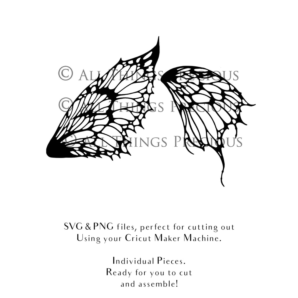 SVG & PNG Fairy/Angel Wing files for Cricut, Silhouette Cameo and other Cutting Machines. Create wearable fairy wings, all sizes. Perfect for Halloween Costumes, Fantasy, Cosplay, Photography. Prints, Wedding, Engagement, Baby Shower invitations, Sublimation Printing, Clip Art and more. Cut and assemble. ATP Textures.