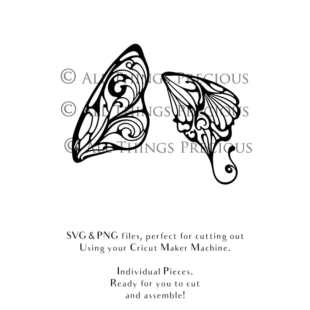 SVG & PNG Fairy/Angel Wing files for Cricut, Silhouette Cameo and other Cutting Machines. Create wearable fairy wings, all sizes. Perfect for Halloween Costumes, Fantasy, Cosplay, Photography. Prints, Wedding, Engagement, Baby Shower invitations, Sublimation Printing, Clip Art and more. Cut and assemble. ATP Textures.