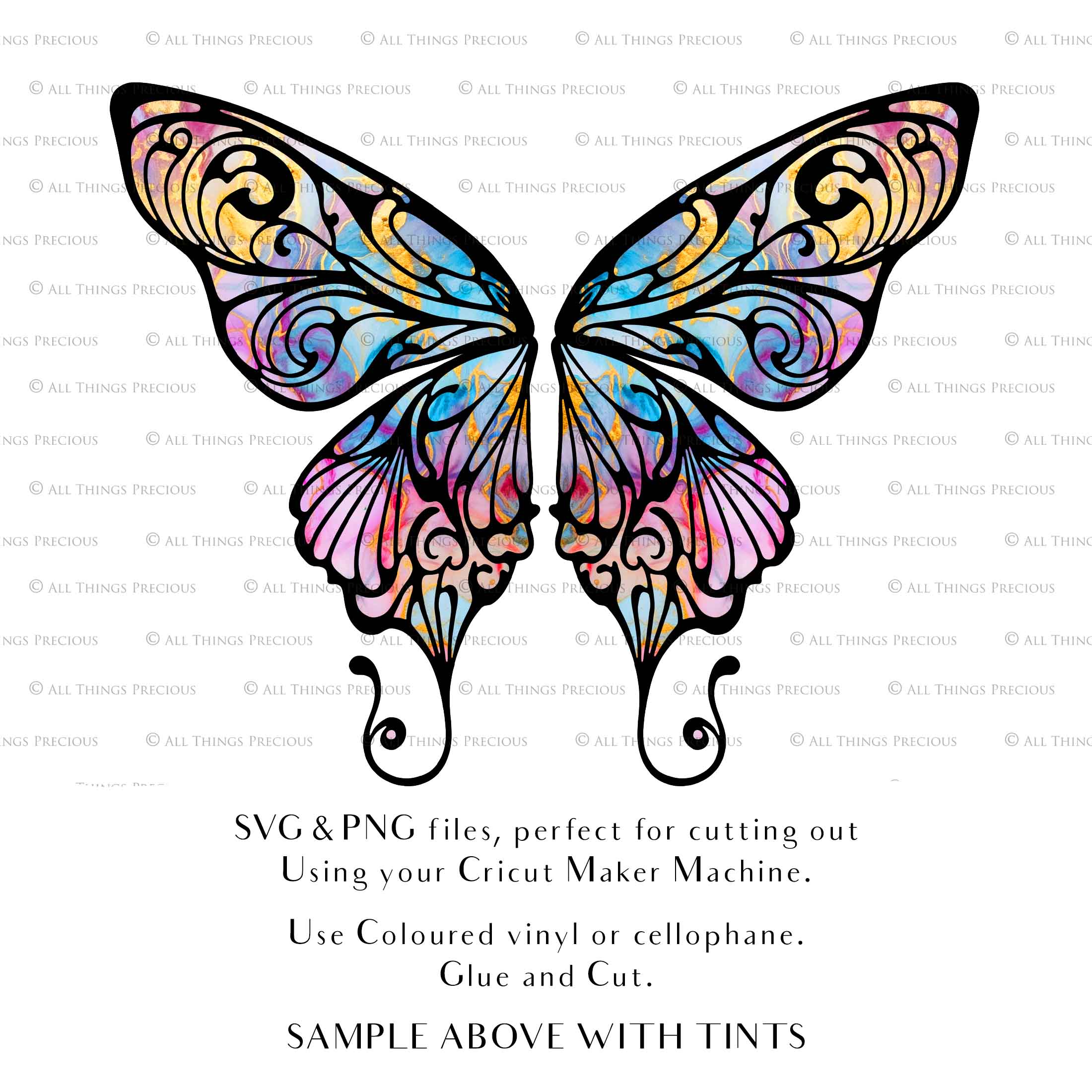 SVG, PNG Clipart, Fairy Wings, for Cricut and Silhouette Machine. Cut out and make your own real fairy wings. For Costumes, Halloween, Cosplay Wings, Adult Wings, Child size wings. Use them for Wedding invitations, sublimation print  or decorations.
