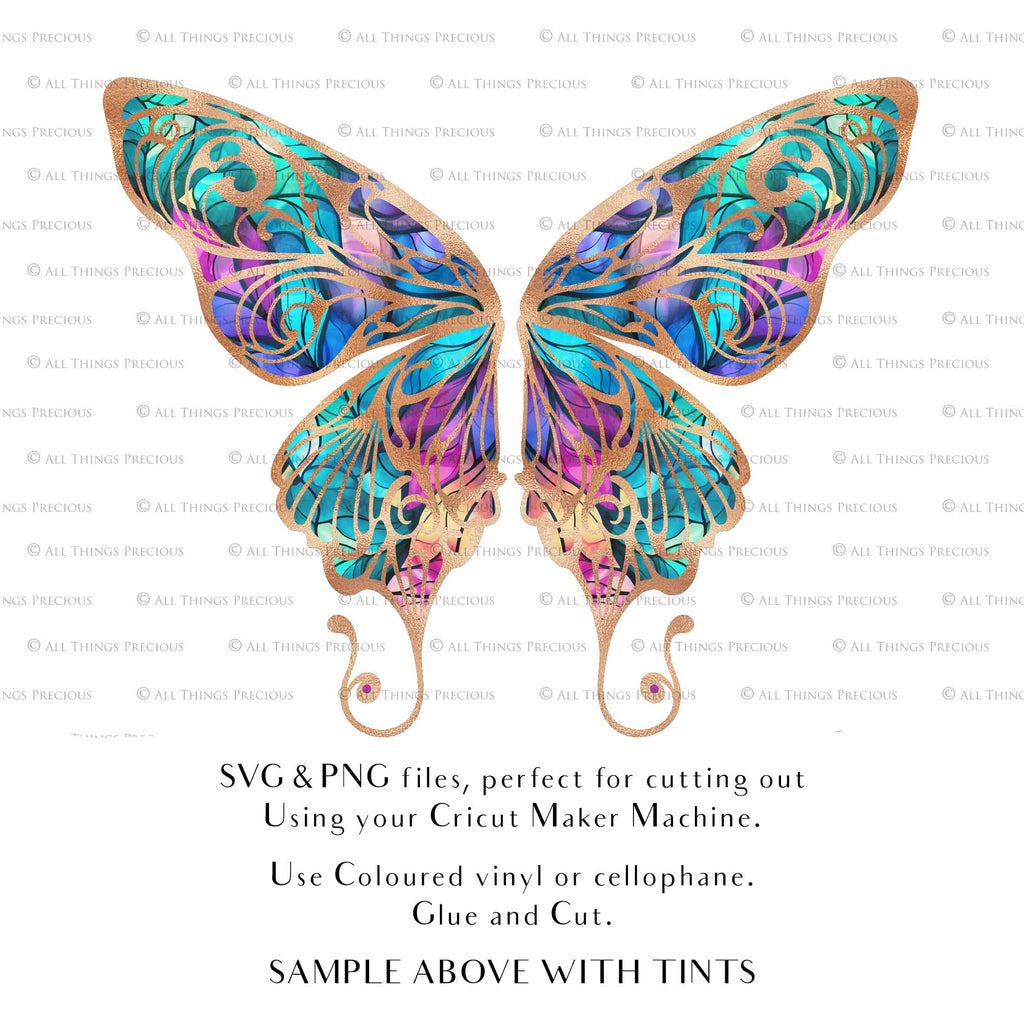 SVG, PNG Clipart, Fairy Wings, for Cricut and Silhouette Machine. Cut out and make your own real fairy wings. For Costumes, Halloween, Cosplay Wings, Adult Wings, Child size wings. Use them for Wedding invitations, sublimation print  or decorations.