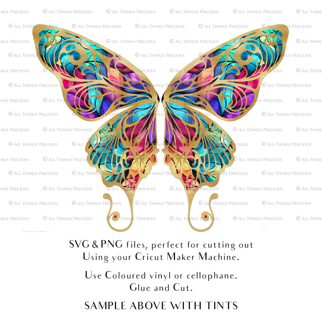 SVG, PNG Clipart, Fairy Wings, for Cricut and Silhouette Machine. Cut out and make your own real fairy wings. For Costumes, Halloween, Cosplay Wings, Adult Wings, Child size wings. Use them for Wedding invitations, sublimation print  or decorations.