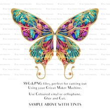 Load image into Gallery viewer, SVG, PNG Clipart, Fairy Wings, for Cricut and Silhouette Machine. Cut out and make your own real fairy wings. For Costumes, Halloween, Cosplay Wings, Adult Wings, Child size wings. Use them for Wedding invitations, sublimation print  or decorations.
