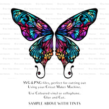 Load image into Gallery viewer, SVG, PNG Clipart, Fairy Wings, for Cricut and Silhouette Machine. Cut out and make your own real fairy wings. For Costumes, Halloween, Cosplay Wings, Adult Wings, Child size wings. Use them for Wedding invitations, sublimation print  or decorations.
