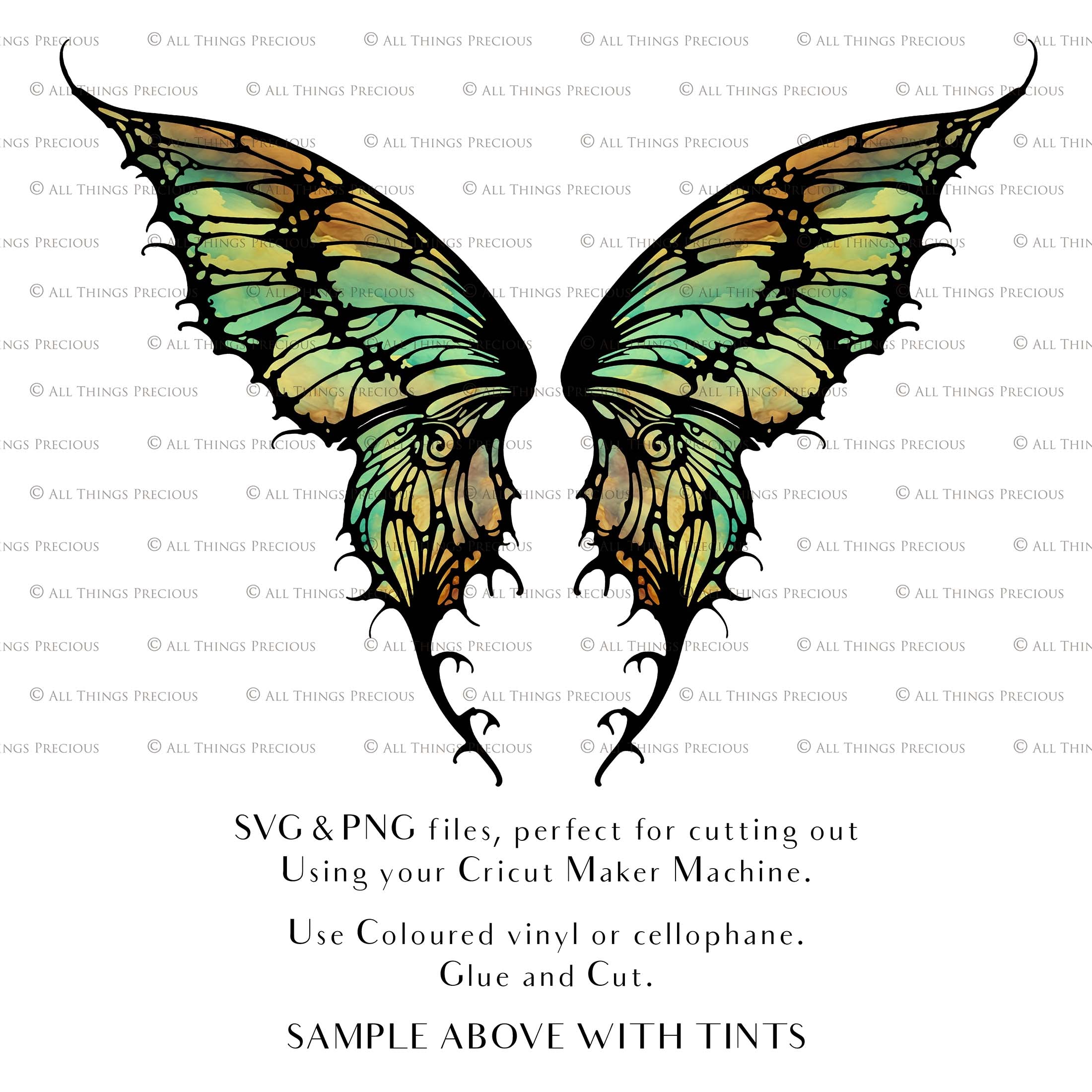 SVG & PNG Fairy/Angel Wing files for Cricut, Silhouette Cameo and other Cutting Machines. Create wearable fairy wings, all sizes. Perfect for Halloween Costumes, Fantasy, Cosplay, Photography. Prints, Wedding, Engagement, Baby Shower invitations, Sublimation Printing, Clip Art and more. Cut and assemble. ATP Textures.