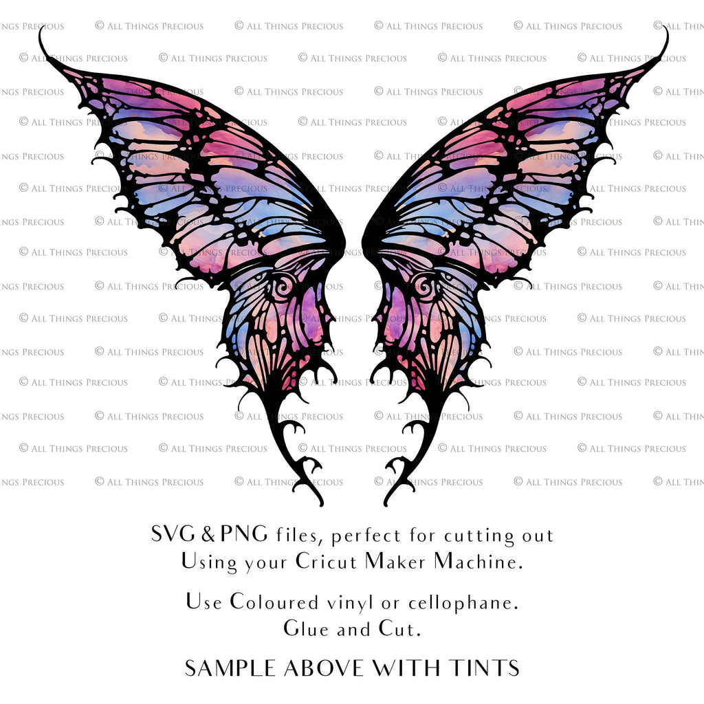 SVG & PNG Fairy/Angel Wing files for Cricut, Silhouette Cameo and other Cutting Machines. Create wearable fairy wings, all sizes. Perfect for Halloween Costumes, Fantasy, Cosplay, Photography. Prints, Wedding, Engagement, Baby Shower invitations, Sublimation Printing, Clip Art and more. Cut and assemble. ATP Textures.