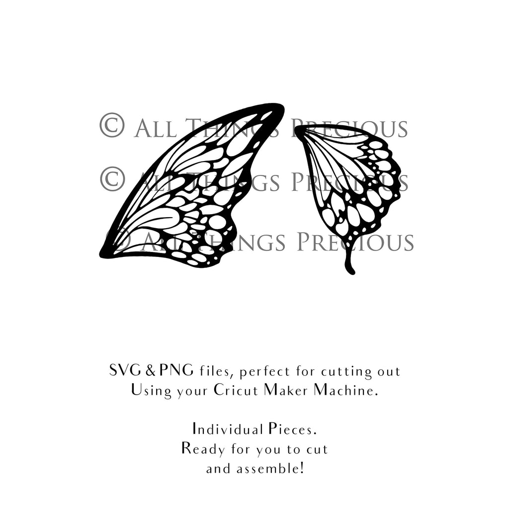 SVG, PNG Clipart, Fairy Wings, for Cricut and Silhouette Machine. Cut out and make your own real fairy wings. For Costumes, Halloween, Cosplay Wings, Adult Wings, Child size wings. Use them for Wedding invitations, sublimation print or decorations.