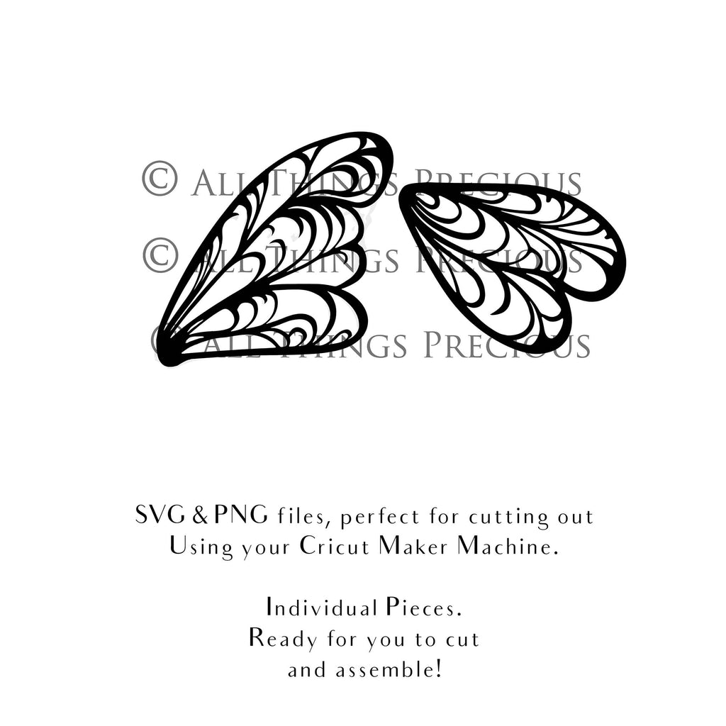 SVG & PNG Fairy/Angel Wing files for Cricut, Silhouette Cameo and other Cutting Machines. Create wearable fairy wings, all sizes. Perfect for Halloween Costumes, Fantasy, Cosplay, Photography. Prints, Wedding, Engagement, Baby Shower invitations, Sublimation Printing, Clip Art and more. Cut and assemble. ATP Textures.