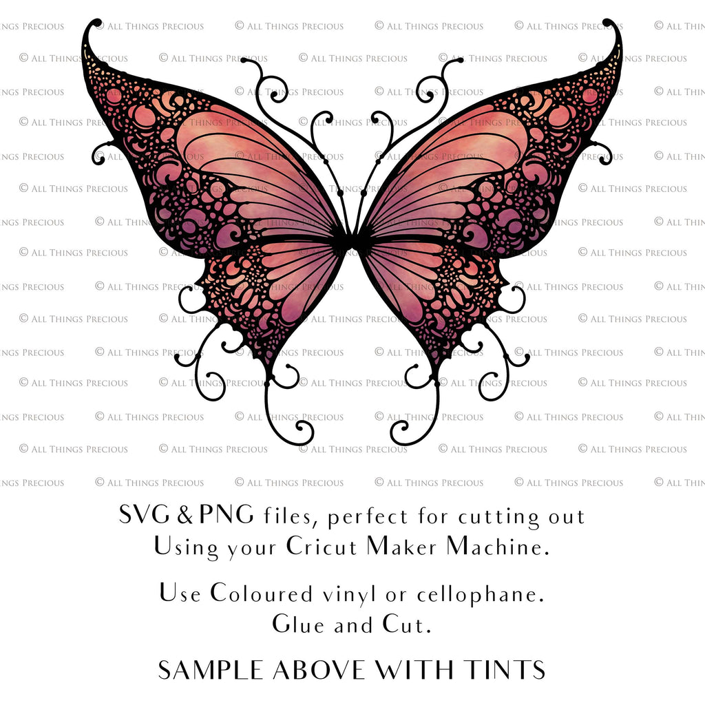 SVG, PNG Clipart, Fairy Wings, for Cricut and Silhouette Machine. Cut out and make your own real fairy wings. For Costumes, Halloween, Cosplay Wings, Adult Wings, Child size wings. Use them for Wedding invitations, sublimation print or decorations.