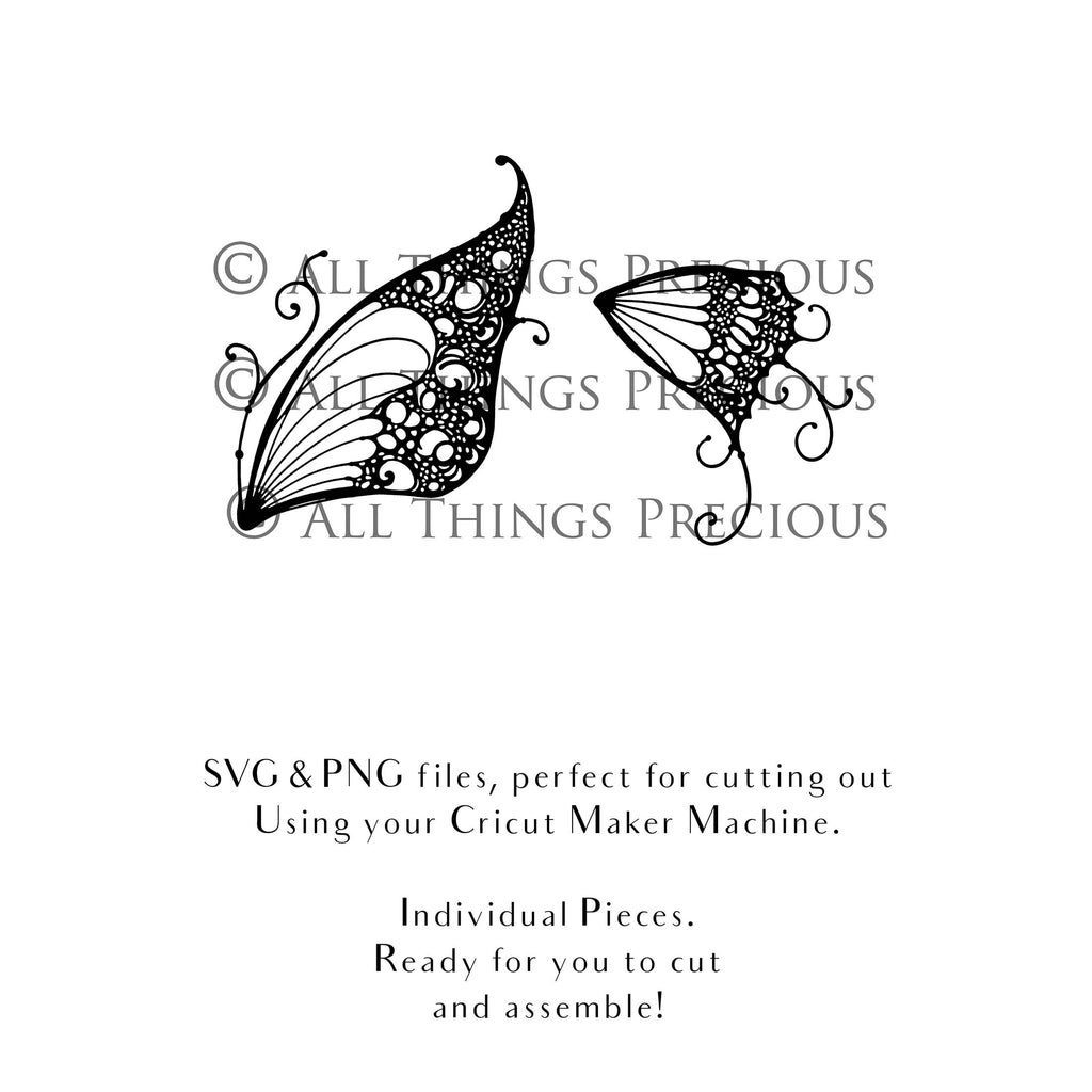 SVG & PNG Fairy/Angel Wing files for Cricut, Silhouette Cameo and other Cutting Machines. Create wearable fairy wings, all sizes. Perfect for Halloween Costumes, Fantasy, Cosplay, Photography. Prints, Wedding, Engagement, Baby Shower invitations, Sublimation Printing, Clip Art and more. Cut and assemble. ATP Textures.