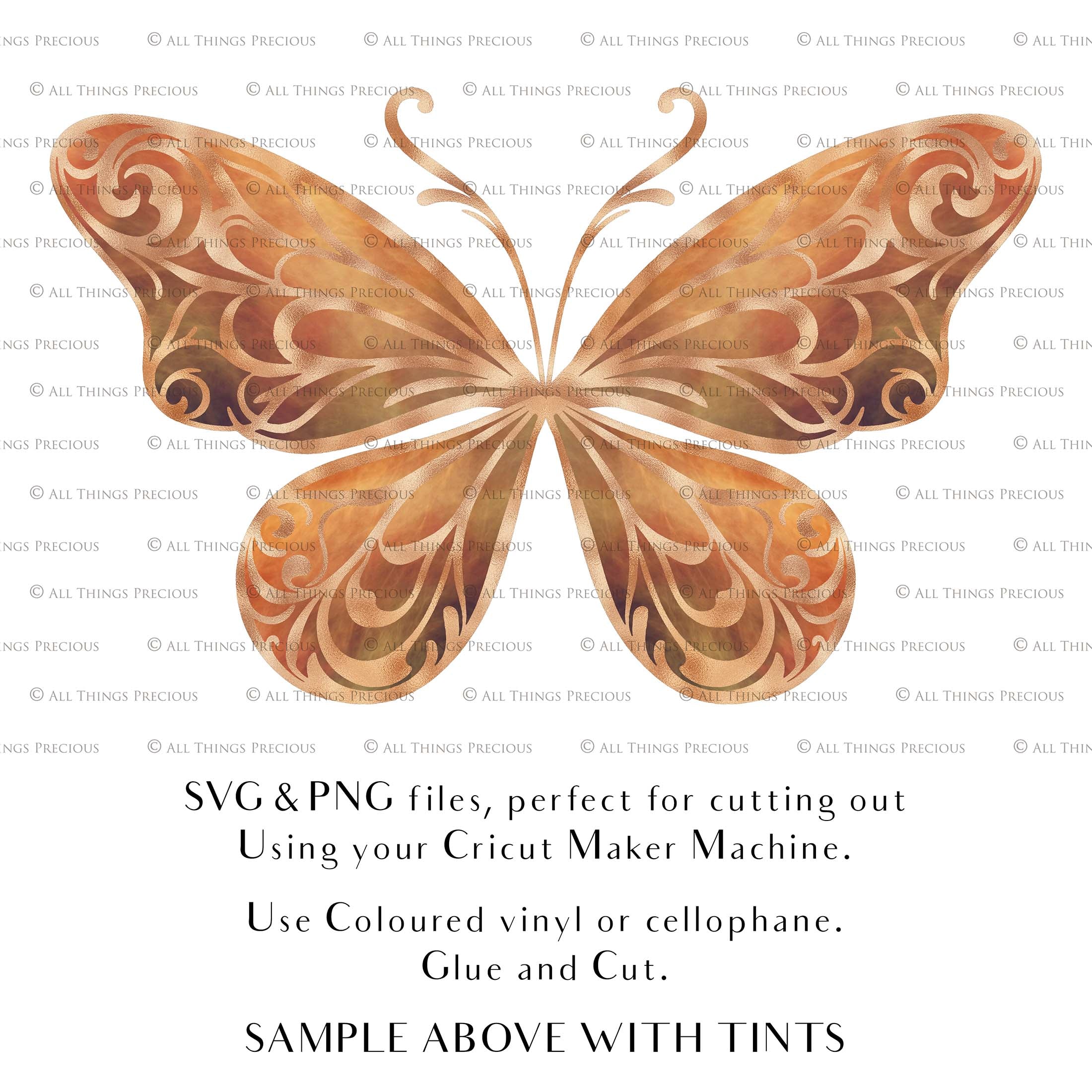 SVG & PNG Fairy/Angel Wing files for Cricut, Silhouette Cameo and other Cutting Machines. Create wearable fairy wings, all sizes. Perfect for Halloween Costumes, Fantasy, Cosplay, Photography. Prints, Wedding, Engagement, Baby Shower invitations, Sublimation Printing, Clip Art and more. Cut and assemble. ATP Textures.