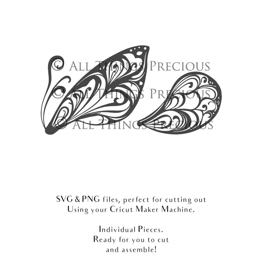 SVG & PNG Fairy/Angel Wing files for Cricut, Silhouette Cameo and other Cutting Machines. Create wearable fairy wings, all sizes. Perfect for Halloween Costumes, Fantasy, Cosplay, Photography. Prints, Wedding, Engagement, Baby Shower invitations, Sublimation Printing, Clip Art and more. Cut and assemble. ATP Textures.